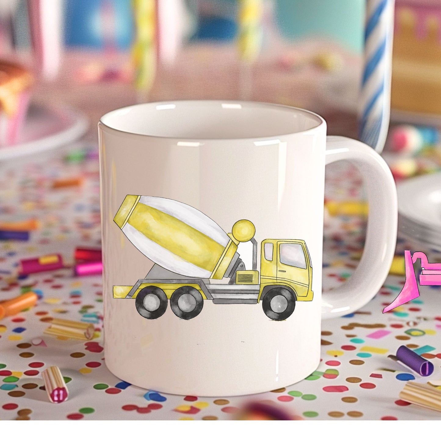 Personalized Yellow Cement Mixer Mug - MerikaArt