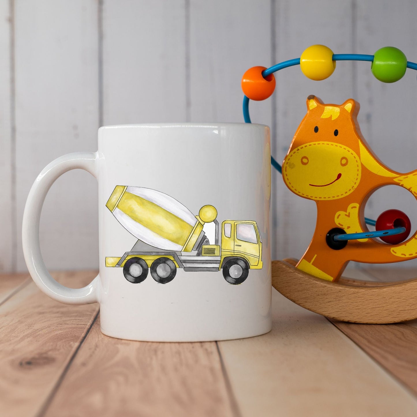 Personalized Yellow Cement Mixer Mug - MerikaArt