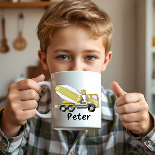 Personalized Yellow Cement Mixer Mug - MerikaArt