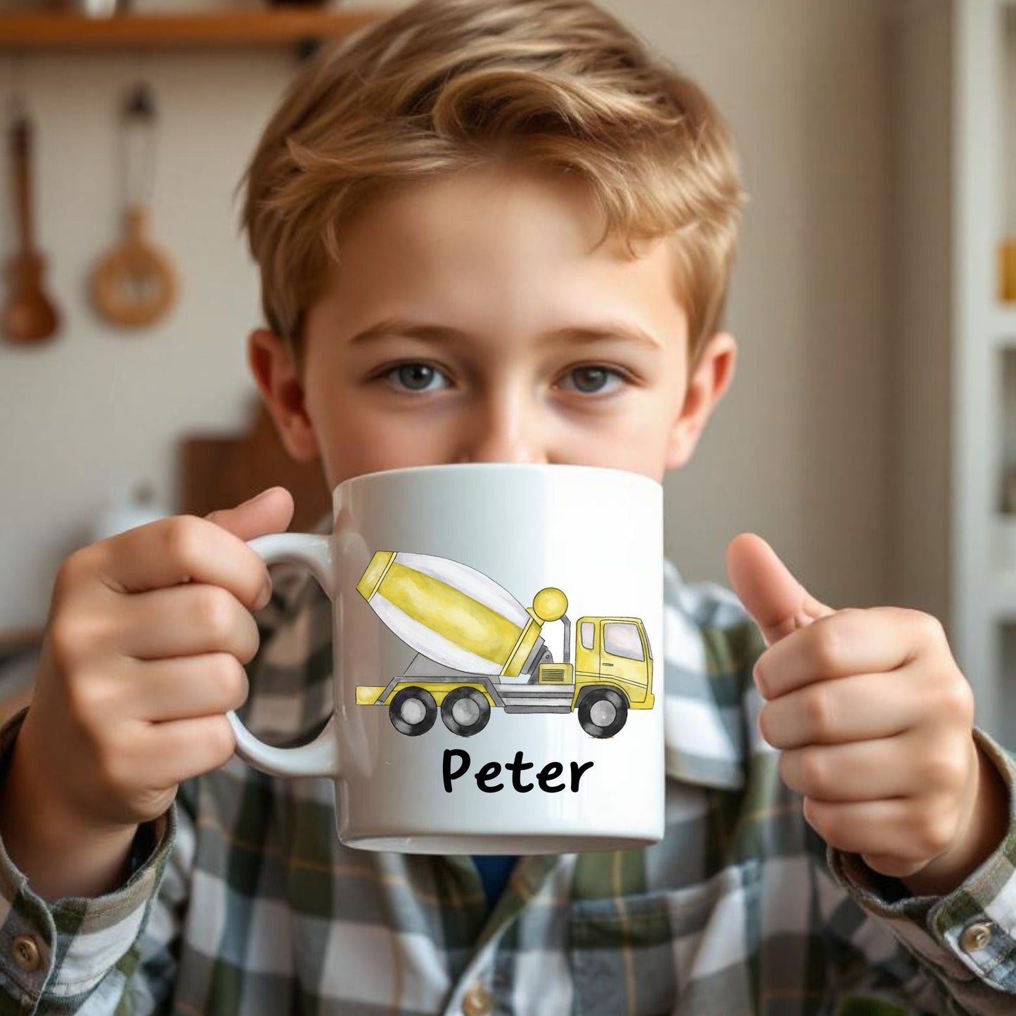 Personalized Yellow Cement Mixer Mug - MerikaArt