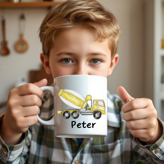 Personalized Yellow Cement Mixer Mug - MerikaArt
