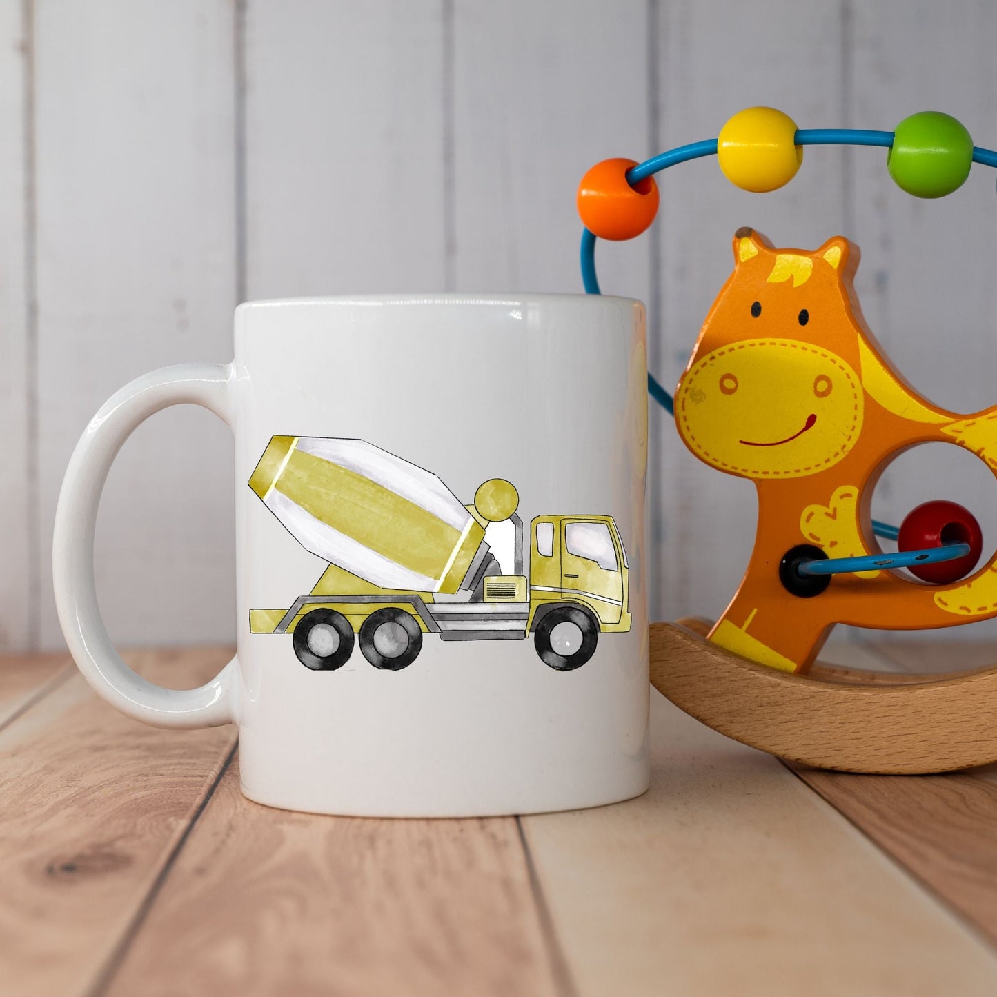 Personalized Yellow Cement Mixer Mug - MerikaArt