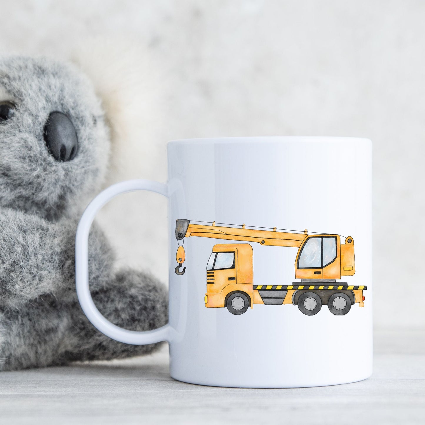 Personalized Yellow Crane Truck Mug - MerikaArt