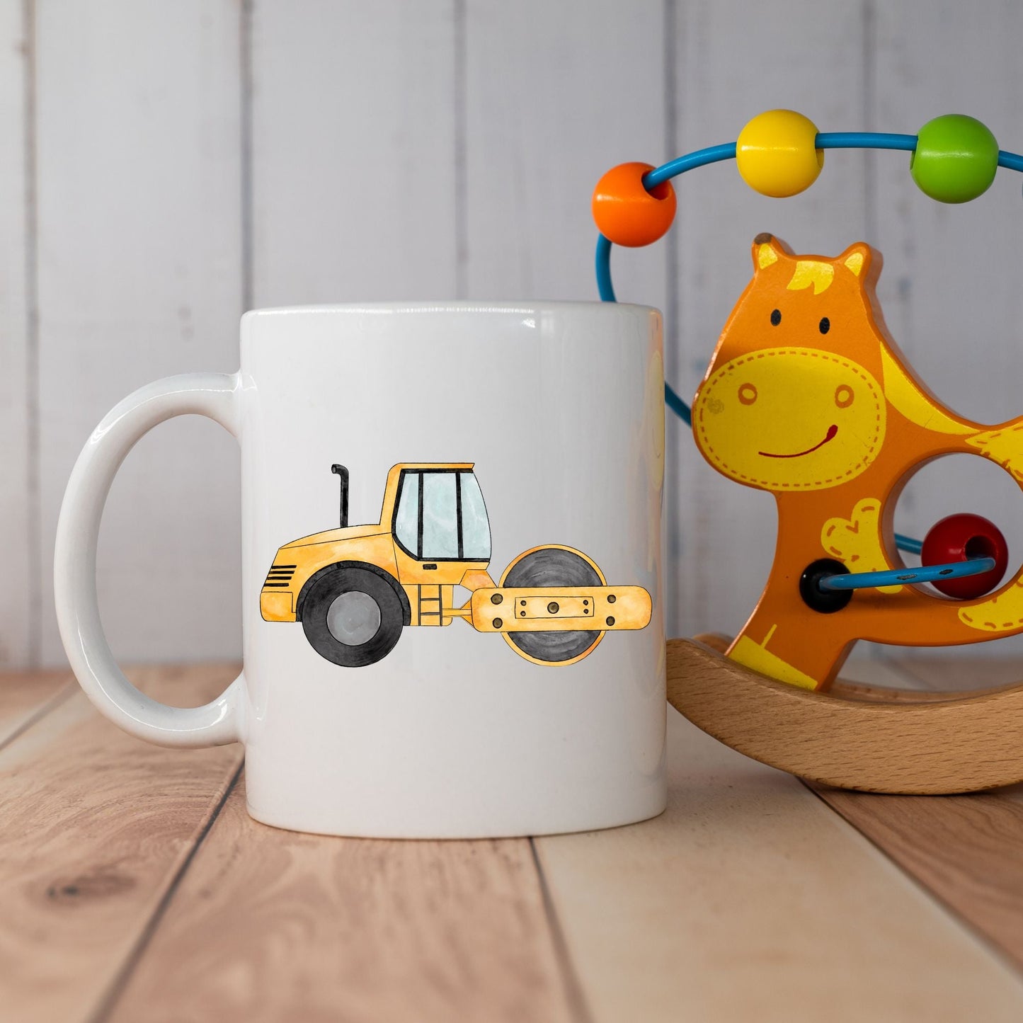 Personalized Yellow Road Roller Mug - MerikaArt