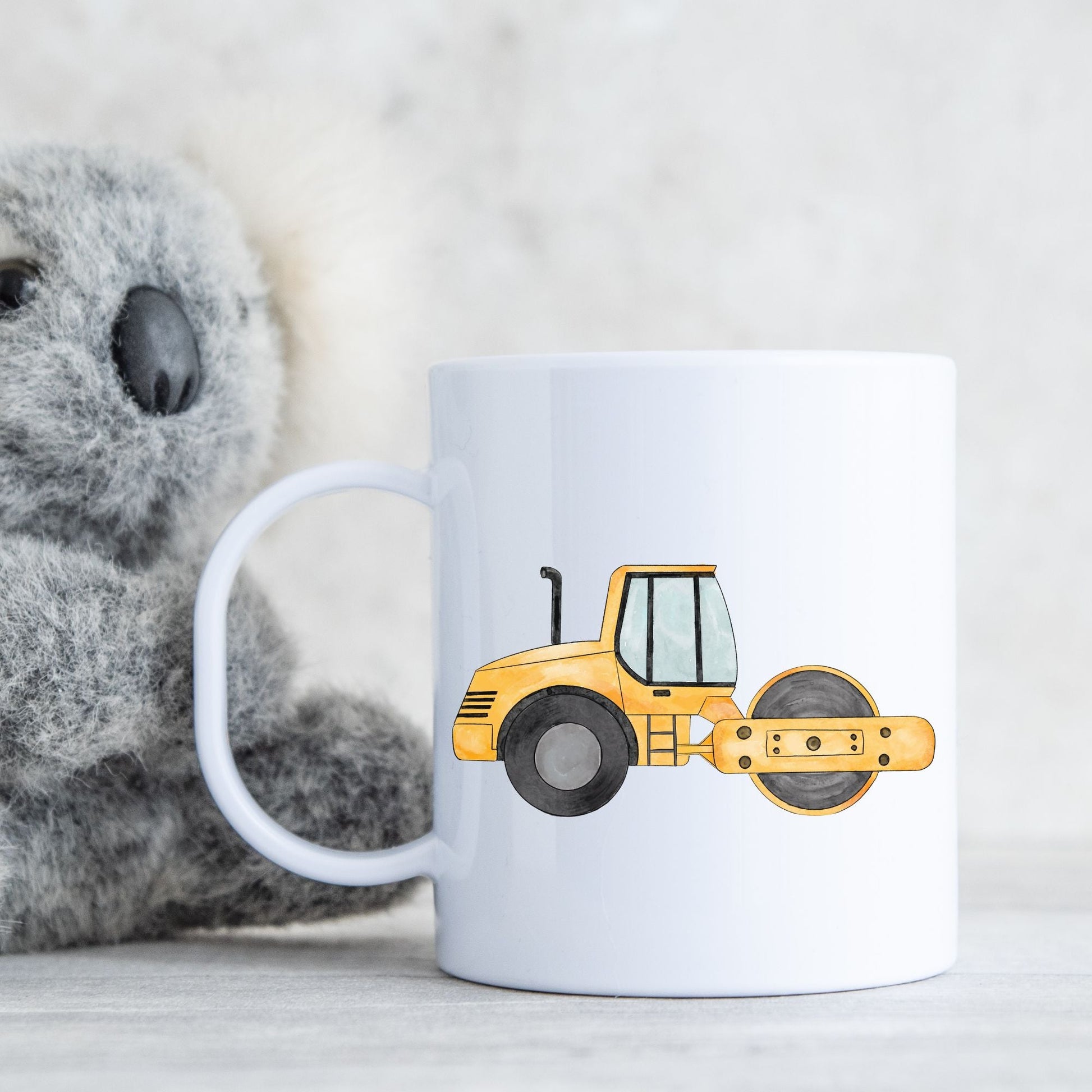 Personalized Yellow Road Roller Mug - MerikaArt
