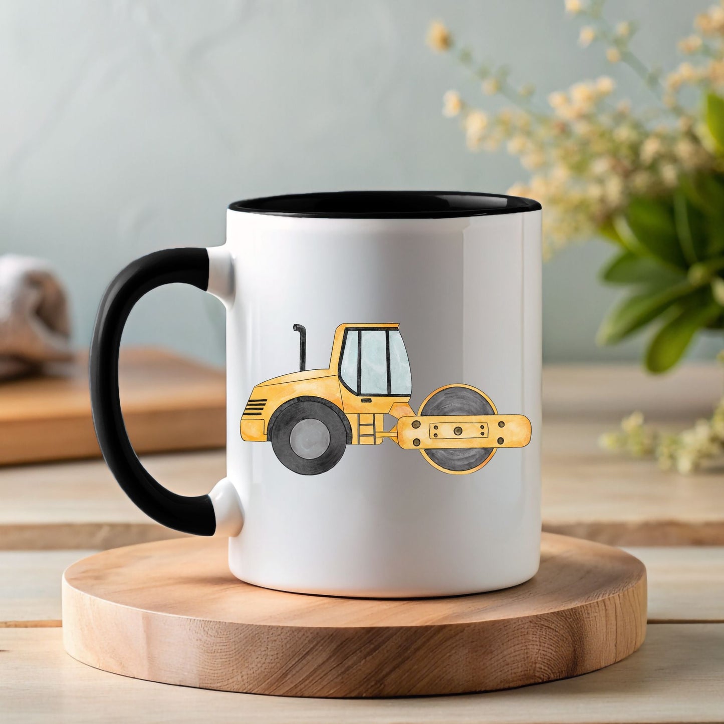Personalized Yellow Road Roller Mug - MerikaArt