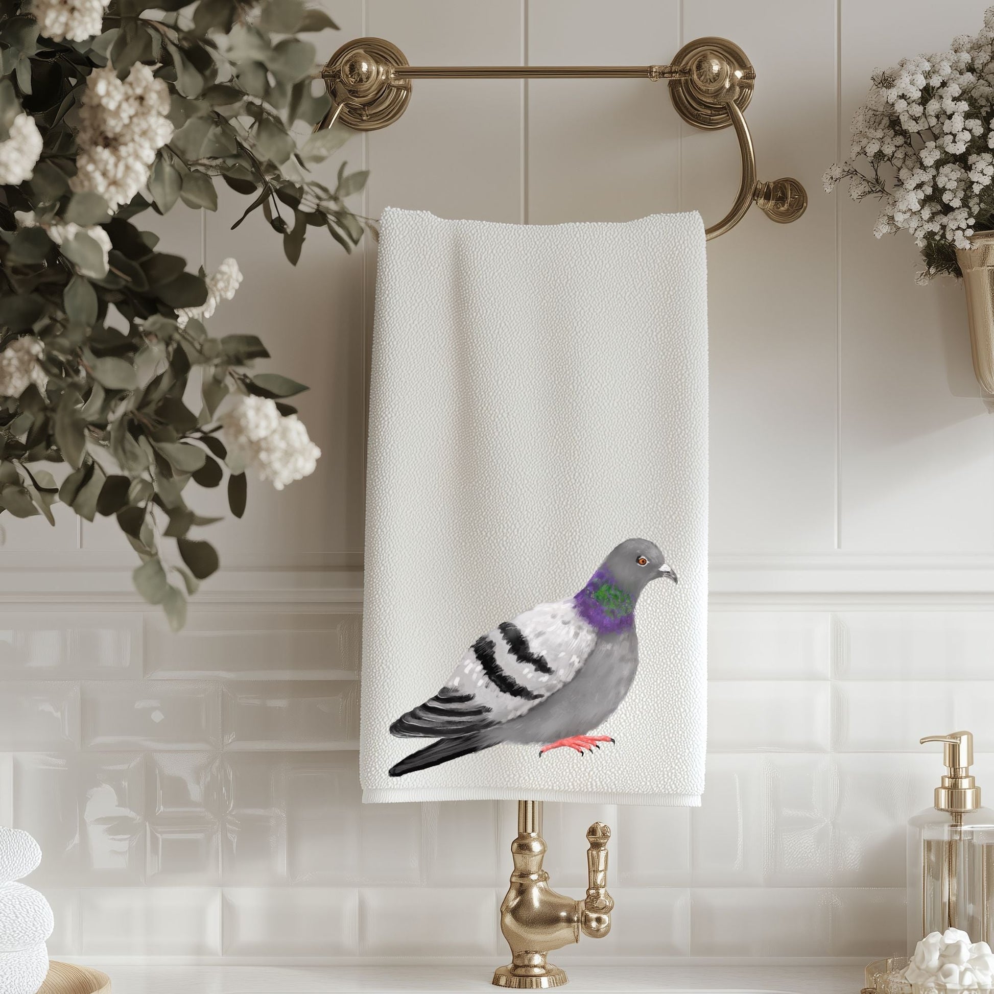 Pigeon Bathroom Towel - MerikaArt