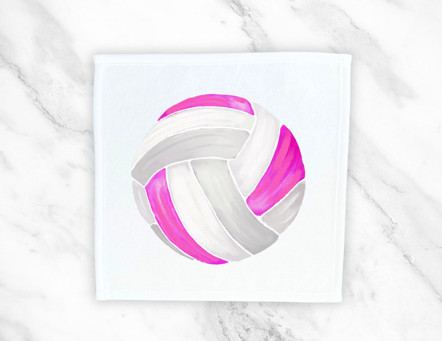 Pink and White Volleyball Washcloth - MerikaArt