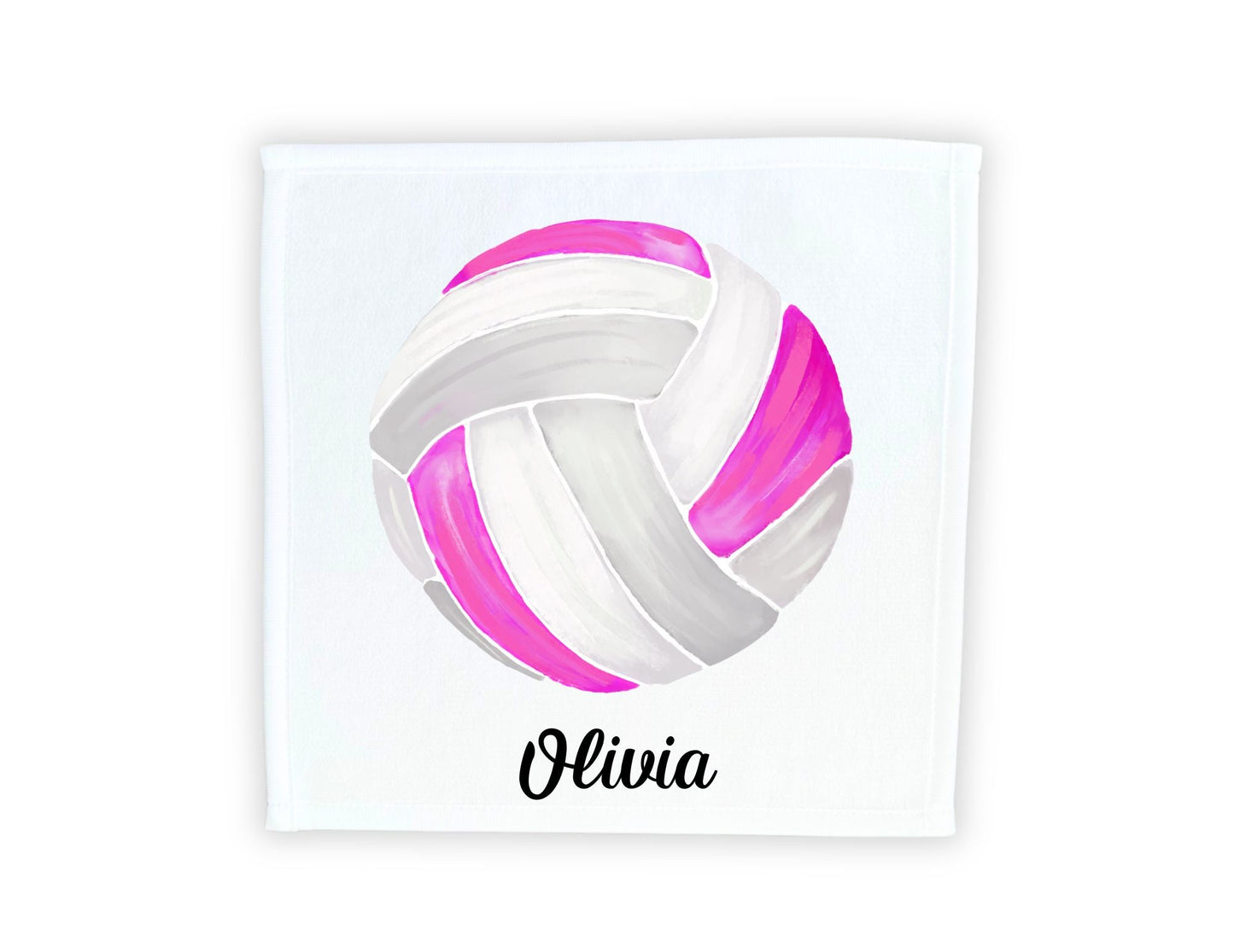 Pink and White Volleyball Washcloth - MerikaArt