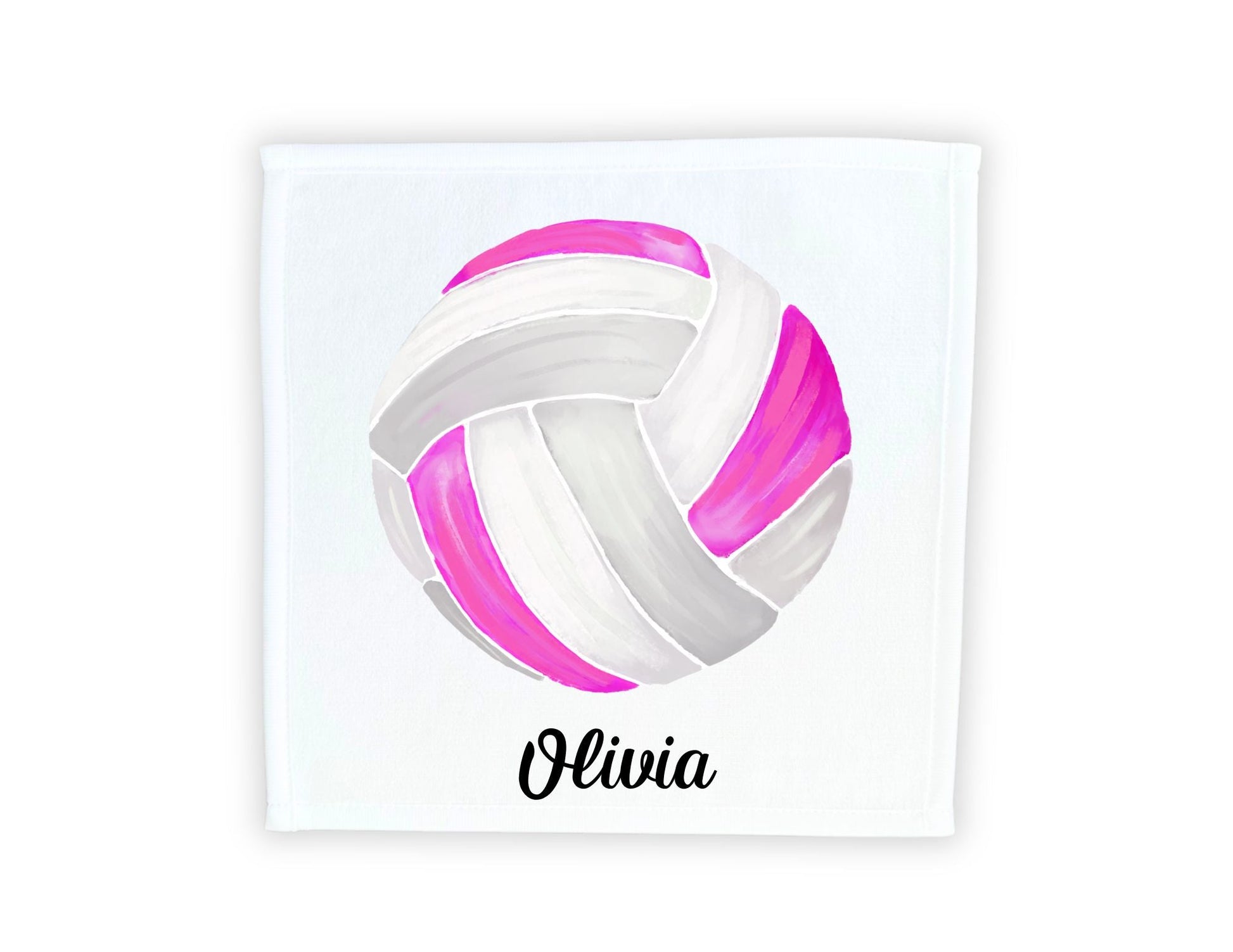 Pink and White Volleyball Washcloth - MerikaArt