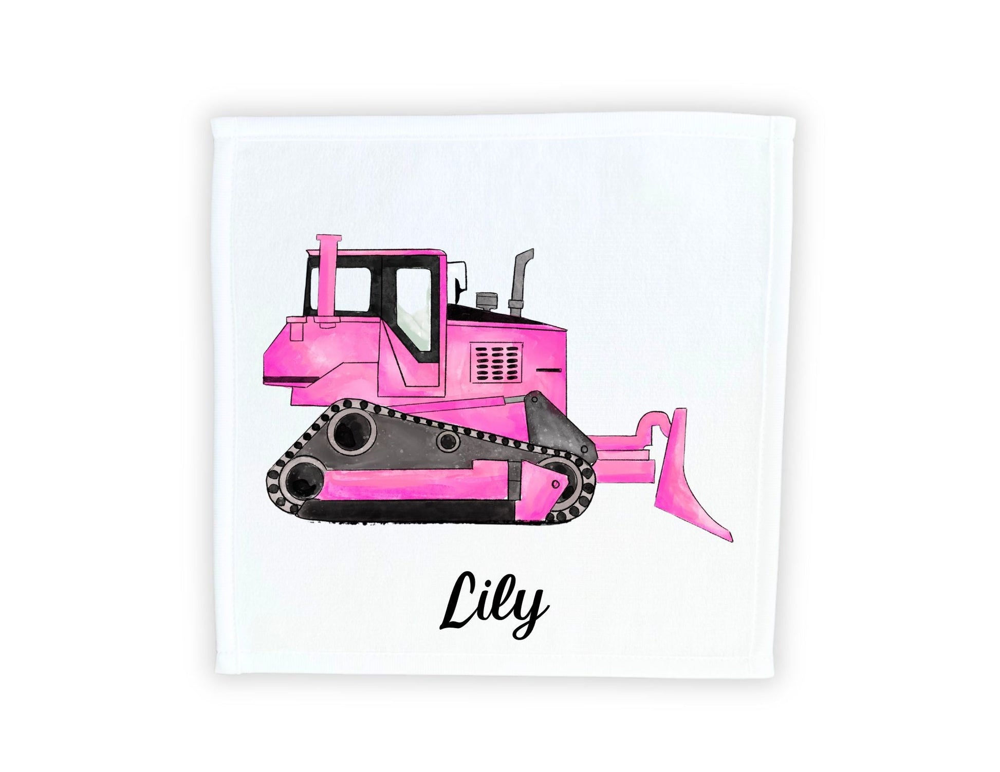 Pink Bulldozer Washcloth - MerikaArt