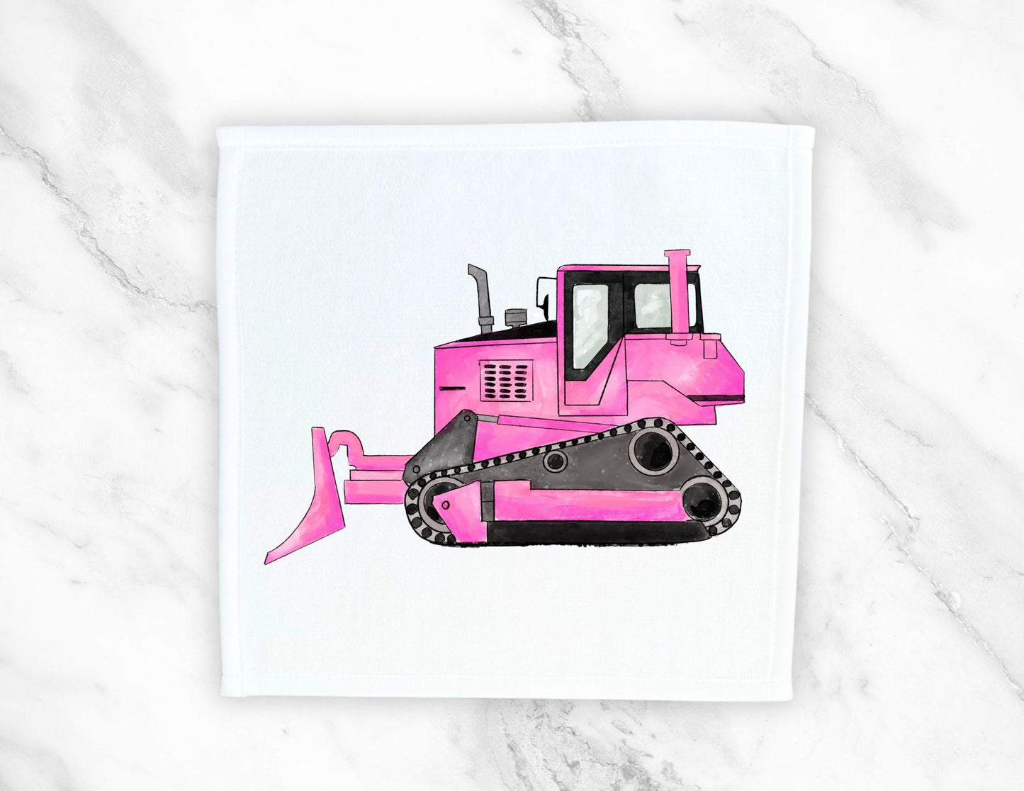 Pink Bulldozer Washcloth - MerikaArt