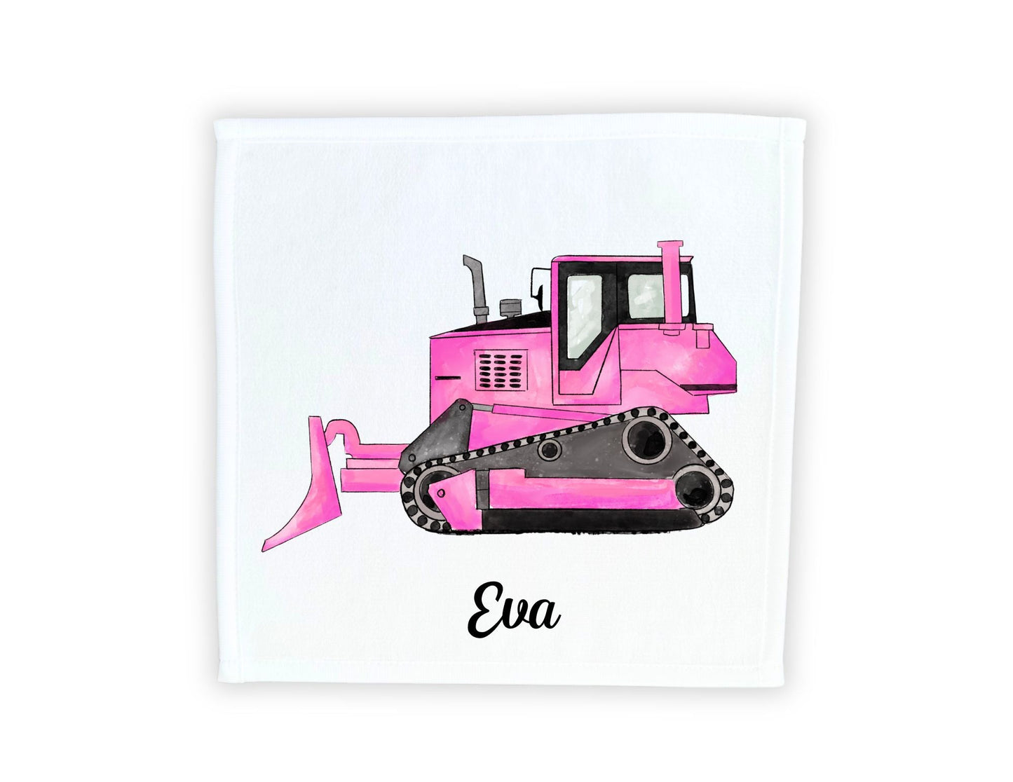 Pink Bulldozer Washcloth - MerikaArt
