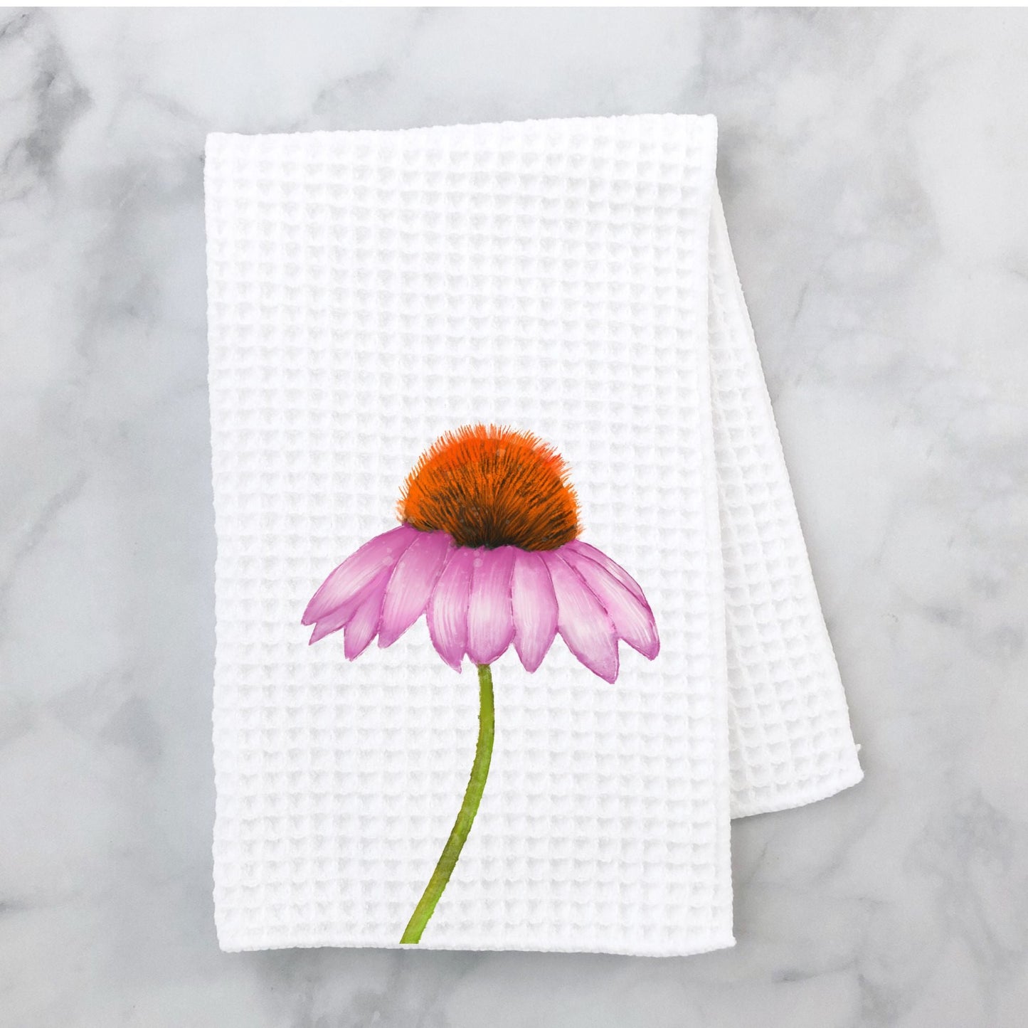 Pink Coneflower Kitchen Towel - MerikaArt