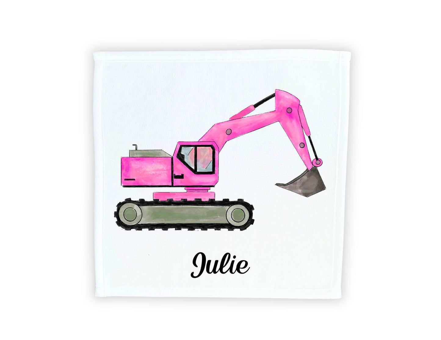 Pink Excavator Washcloth - MerikaArt