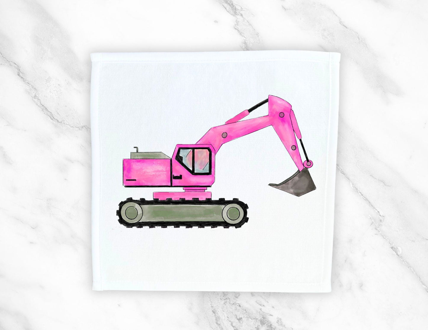 Pink Excavator Washcloth - MerikaArt