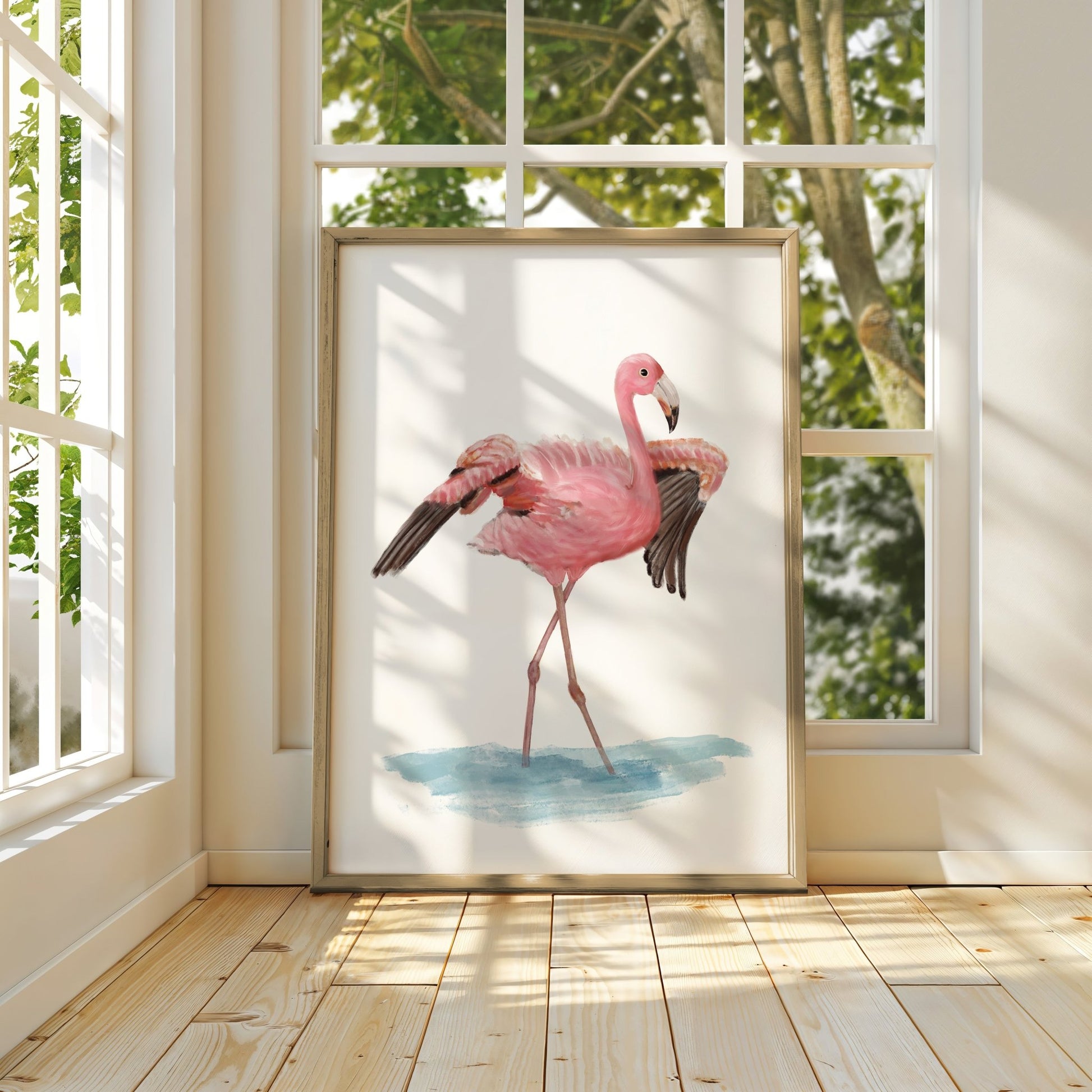 Pink Flamingo Art Print – Elegant Water Bird Decor for Tropical Lovers - MerikaArt