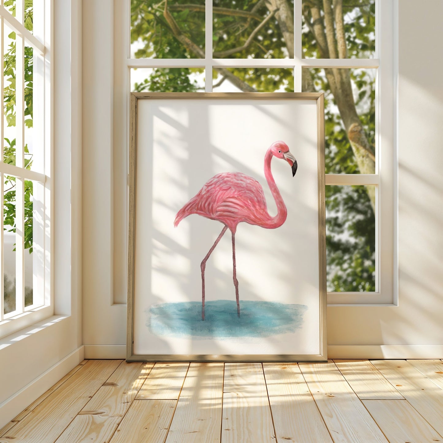 Pink Flamingo Art Print – Graceful Tropical Bird Decor - MerikaArt