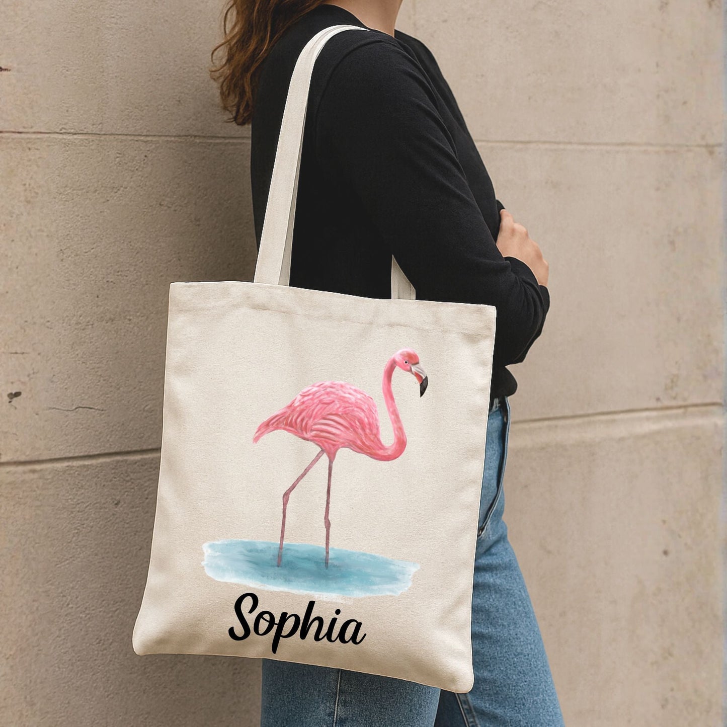 Pink Flamingo Canvas Tote Bag - MerikaArt