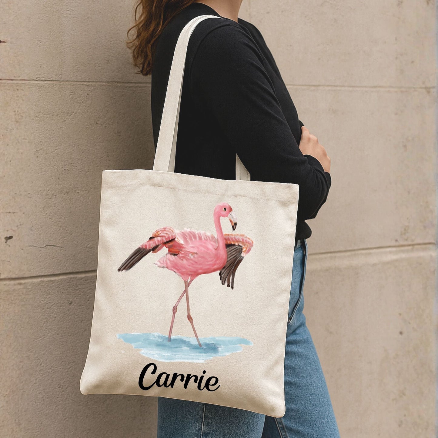 Pink Flamingo Canvas Tote Bag - MerikaArt