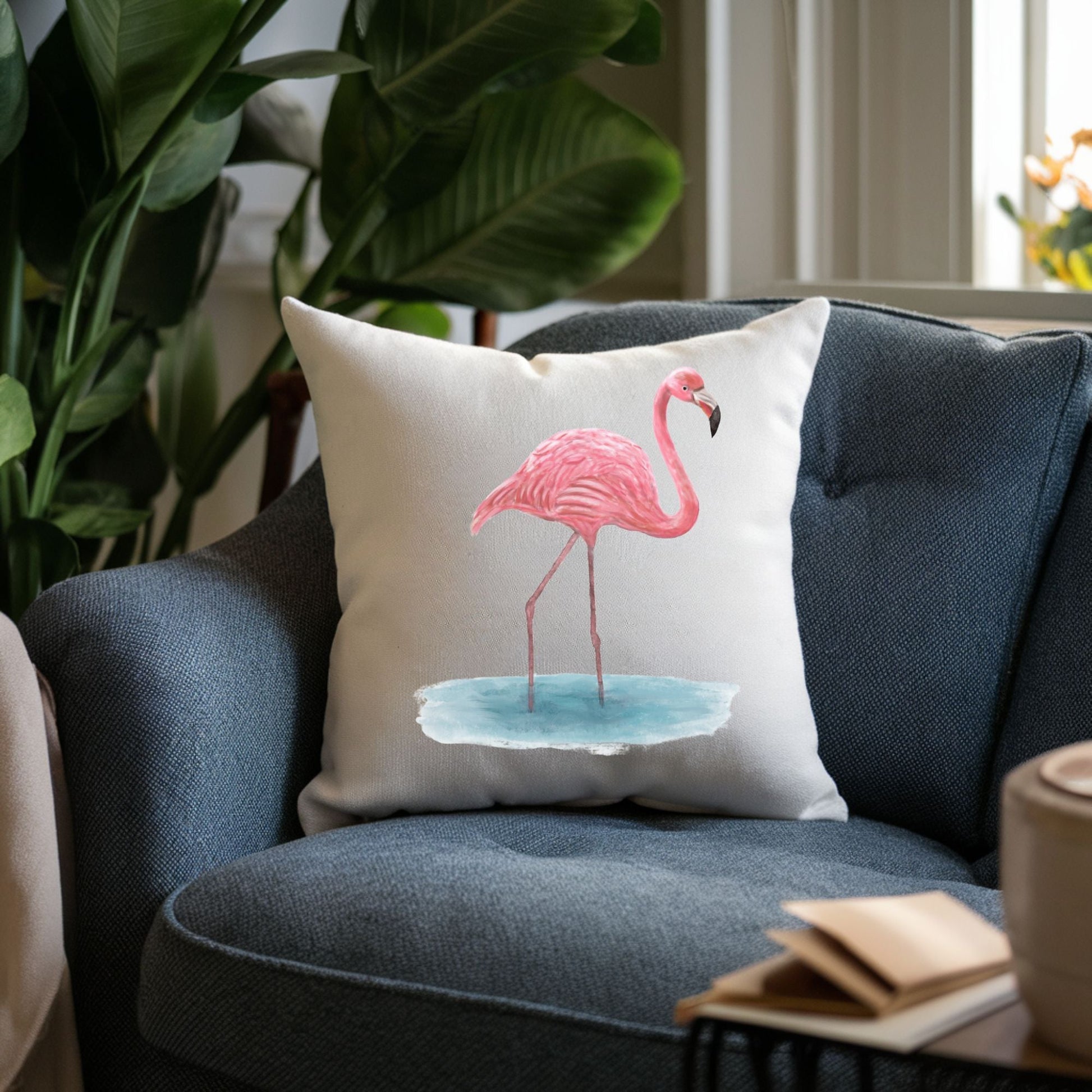 Pink Flamingo Pillow - MerikaArt