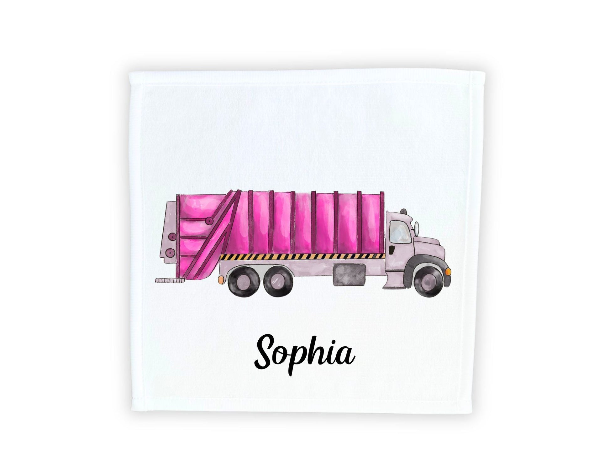 Pink Garbage Truck Washcloth - MerikaArt