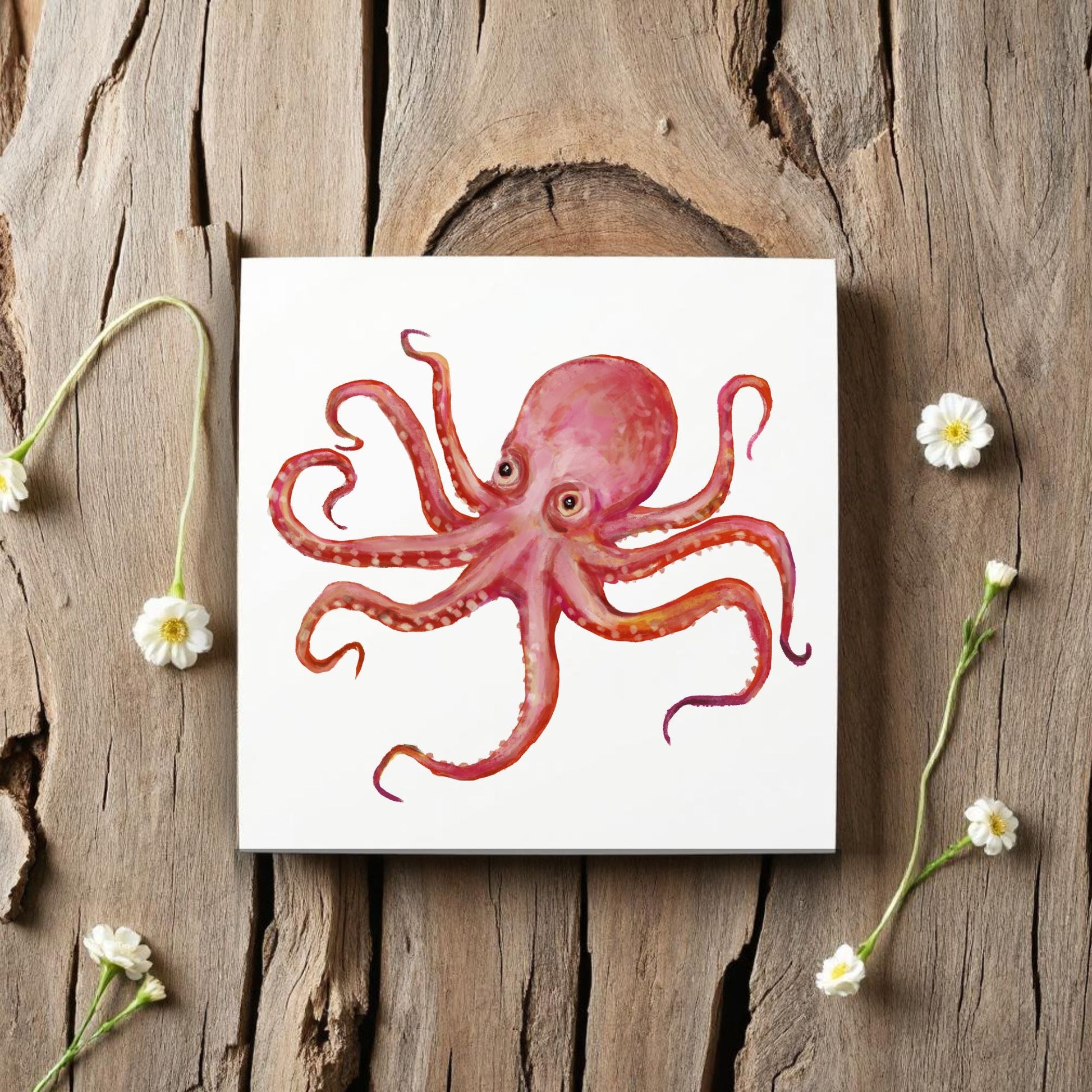 Pink Octopus Ceramic Tile - MerikaArt