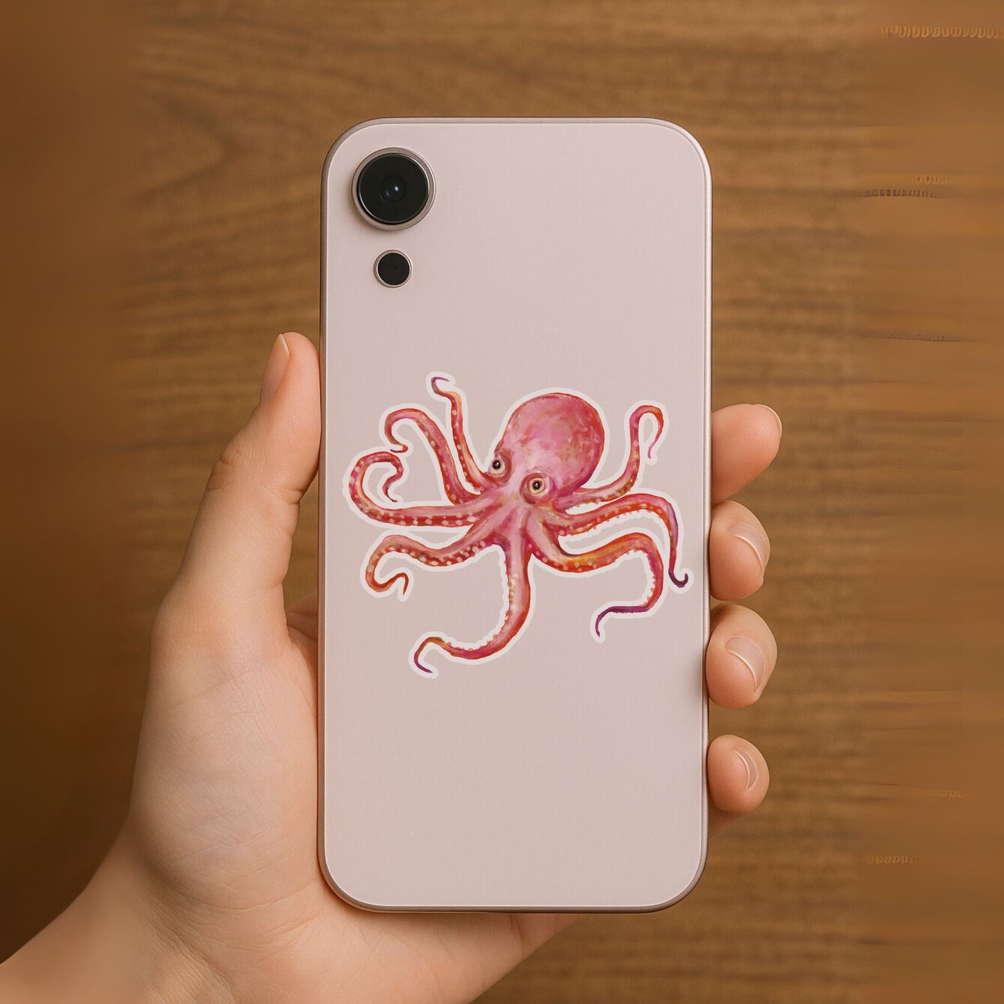 Pink Octopus Vinyl Sticker - MerikaArt