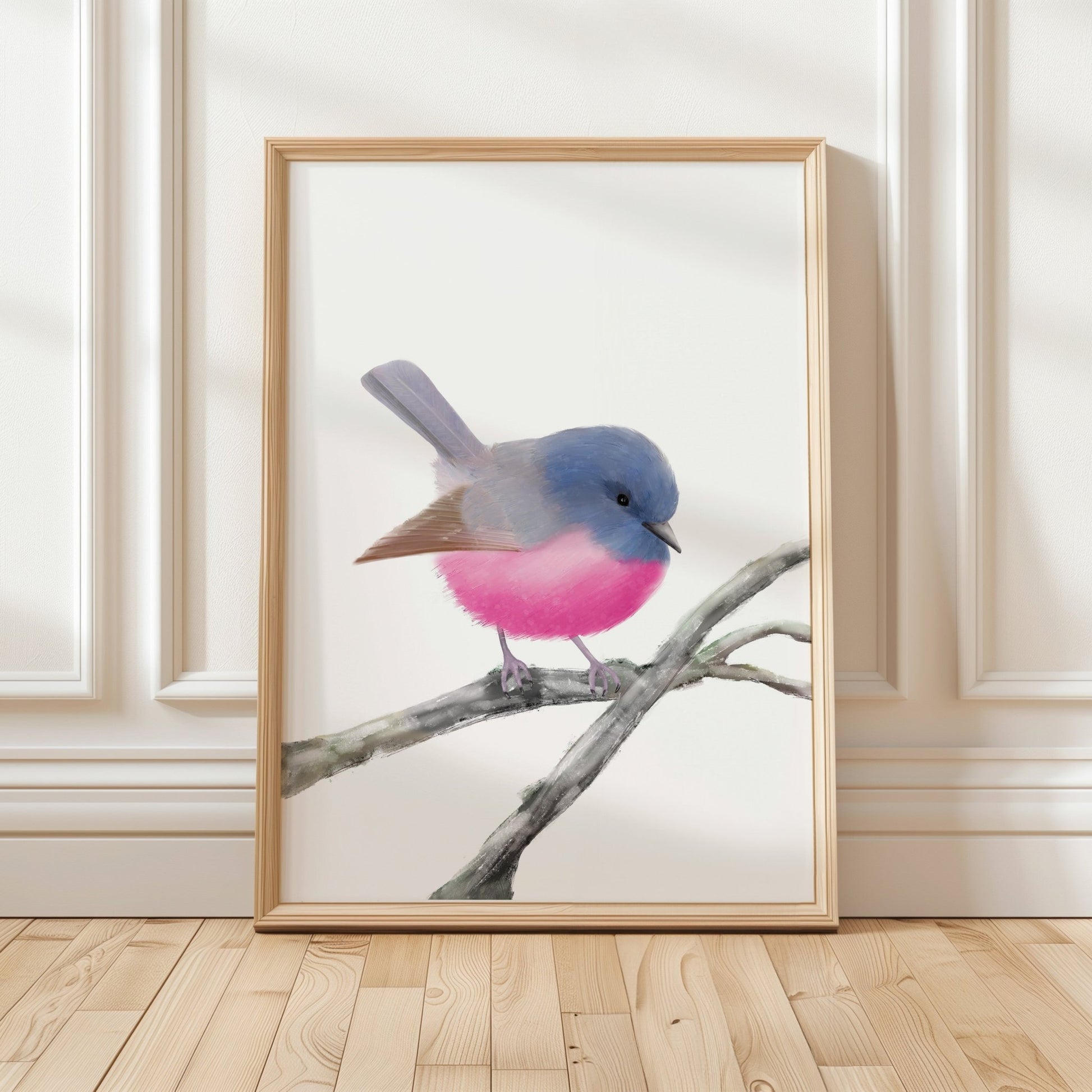 Pink Robin Art Print – Vibrant and Charming Bird Decor - MerikaArt