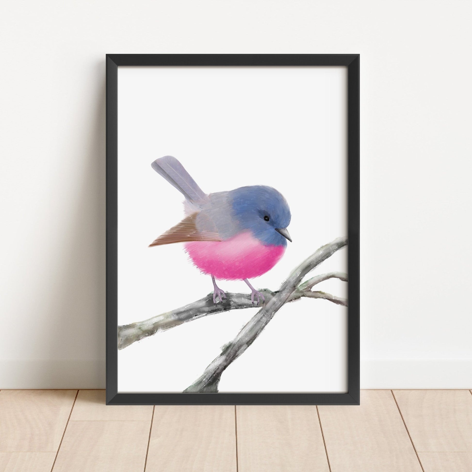 Pink Robin Art Print – Vibrant and Charming Bird Decor - MerikaArt