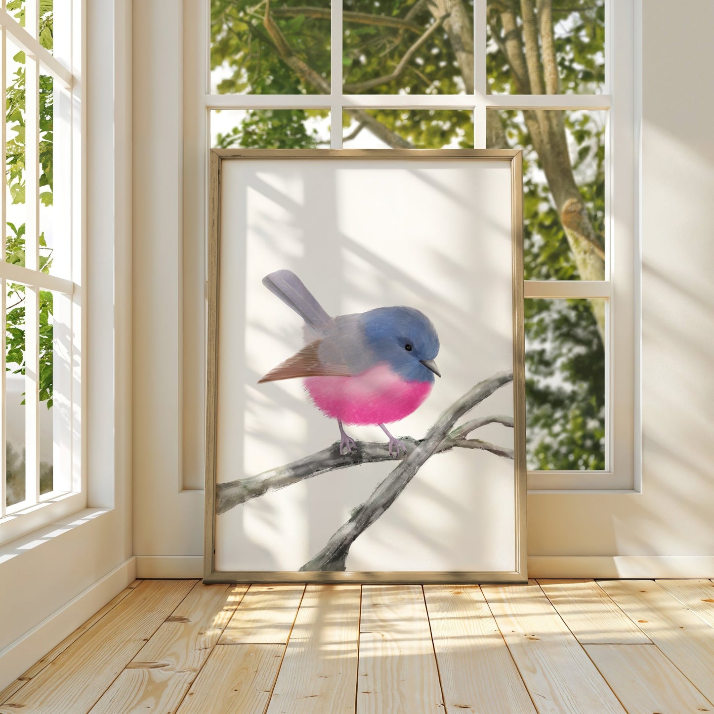 Pink Robin Art Print – Vibrant and Charming Bird Decor - MerikaArt