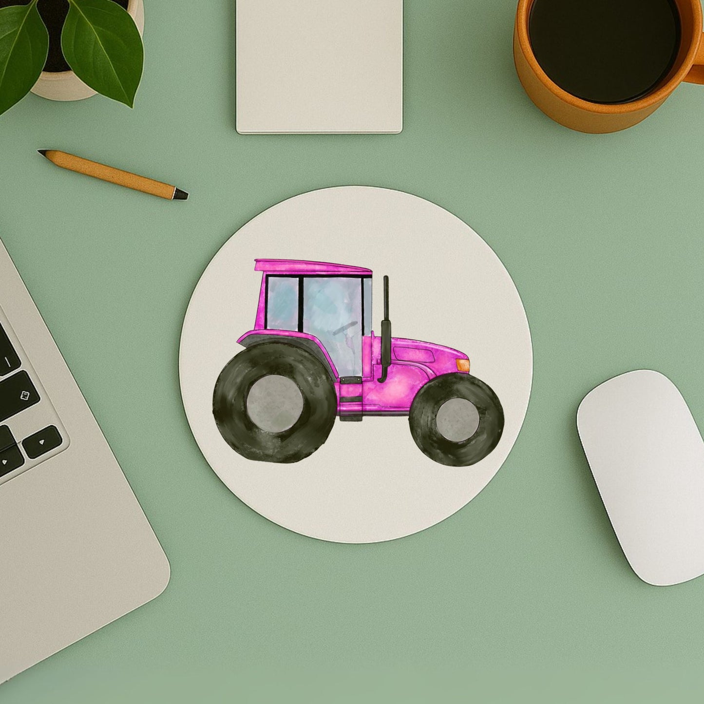 Pink Tractor Mousepad - MerikaArt