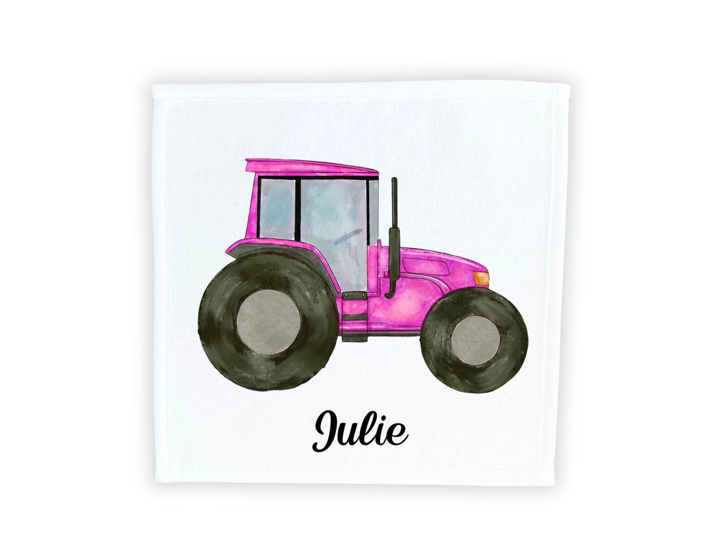 Pink Tractor Washcloth - MerikaArt