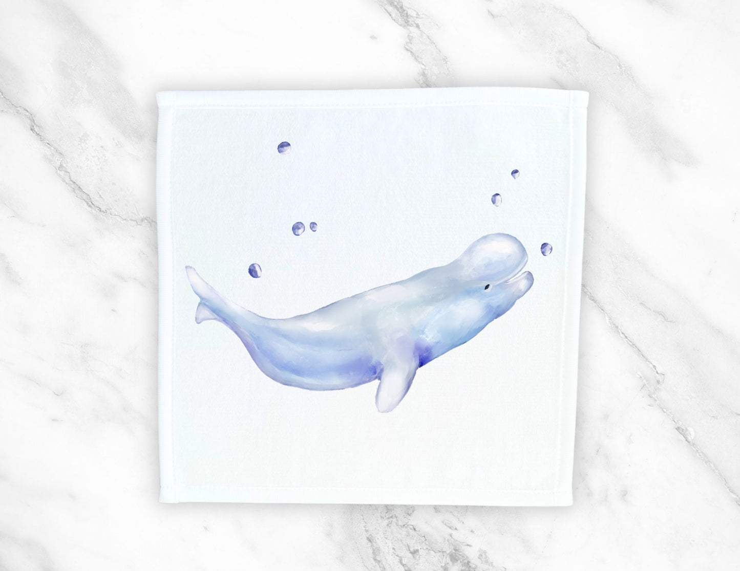 Playful Beluga Whale Washcloth - MerikaArt