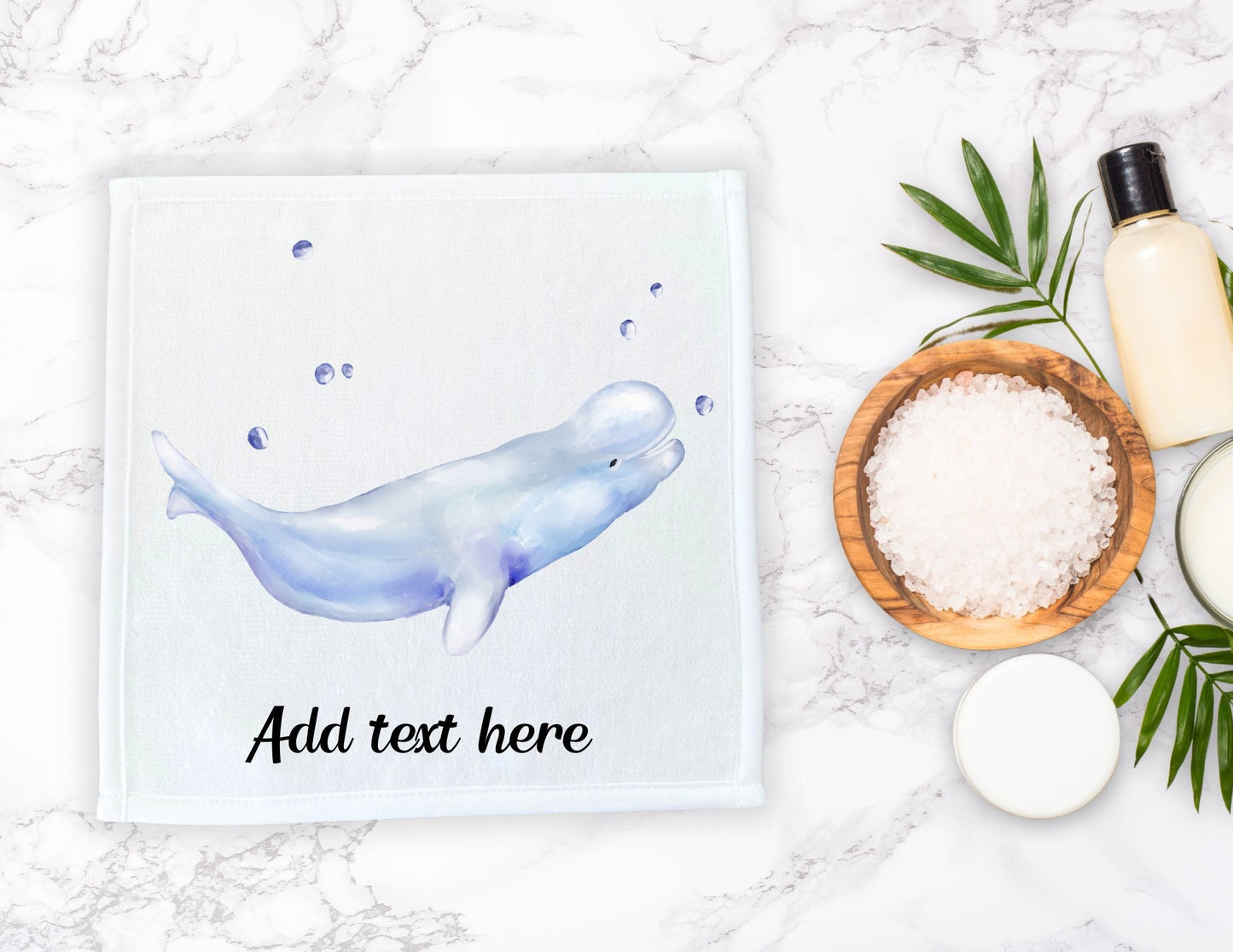 Playful Beluga Whale Washcloth - MerikaArt