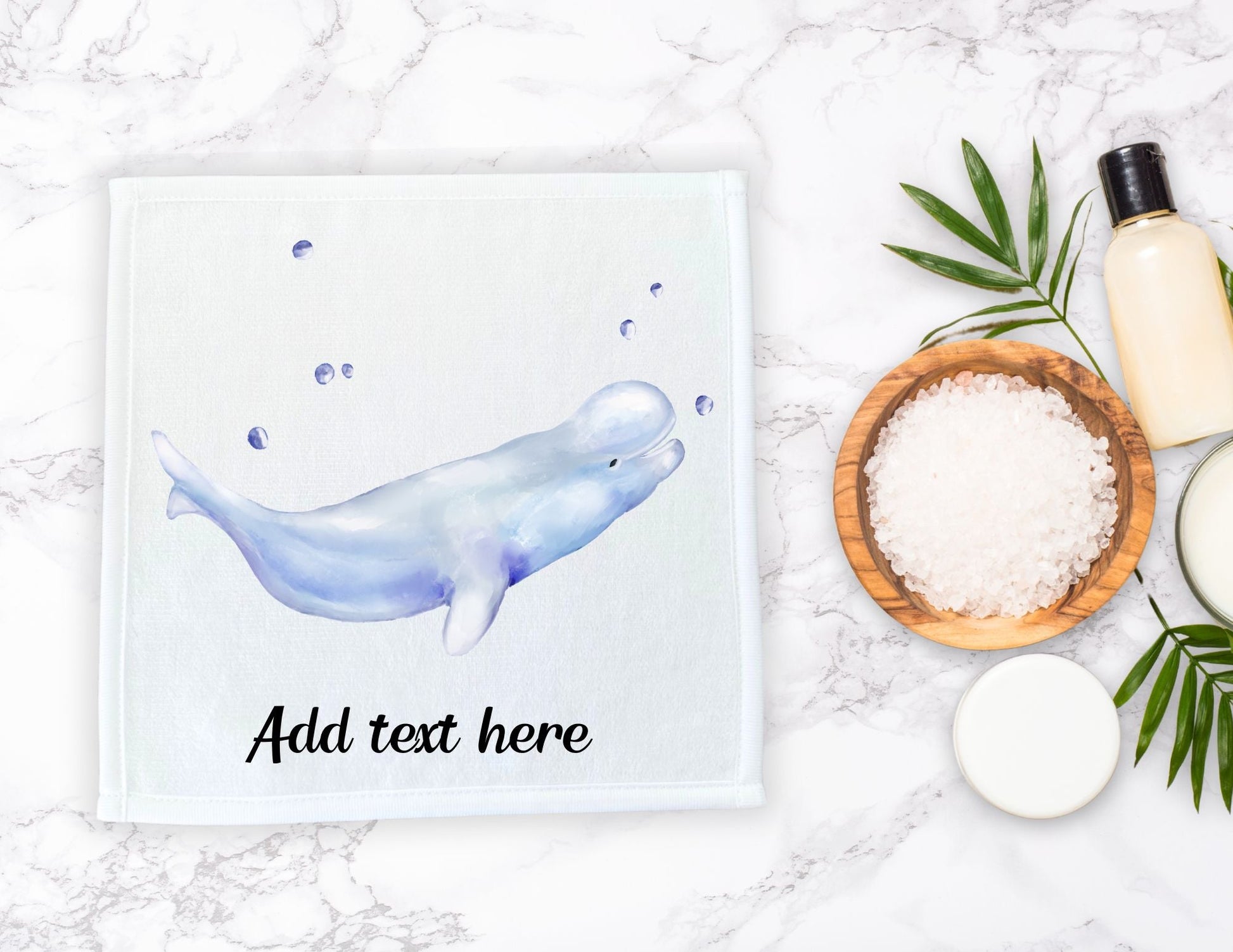 Playful Beluga Whale Washcloth - MerikaArt