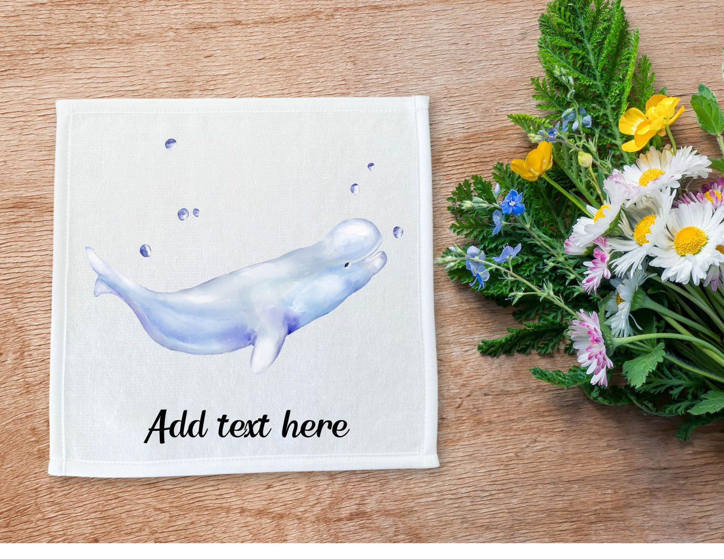 Playful Beluga Whale Washcloth - MerikaArt