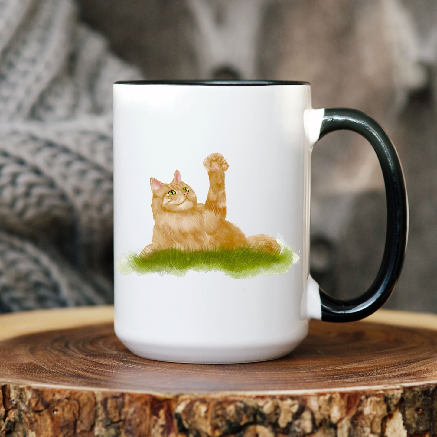 Playful Ginger Cat Mug - MerikaArt