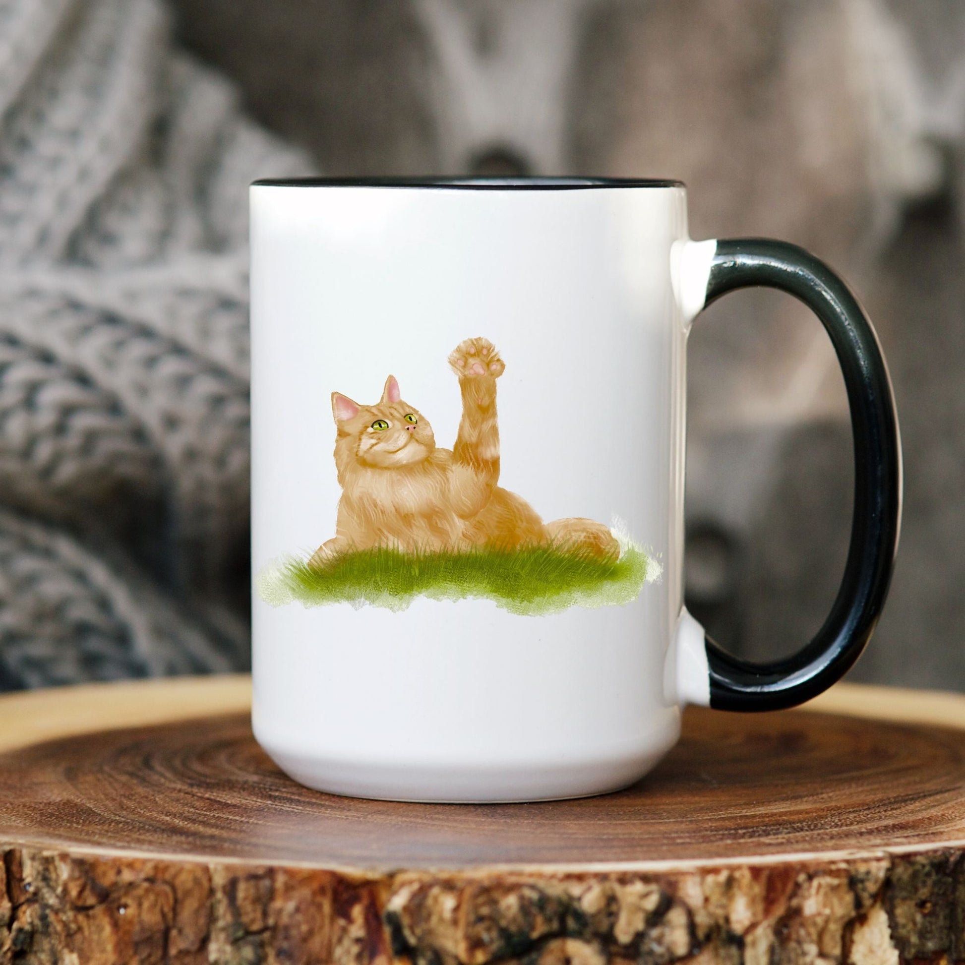 Playful Ginger Cat Mug - MerikaArt