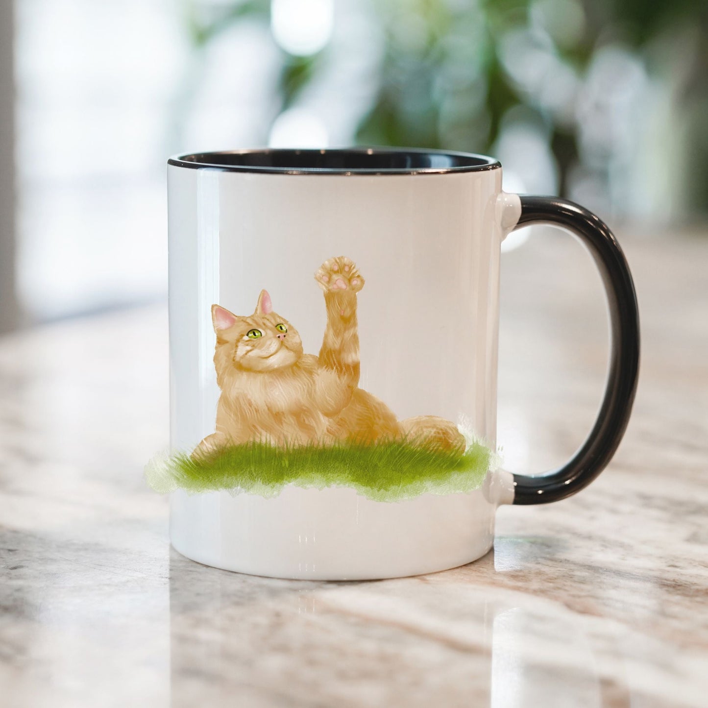 Playful Ginger Cat Mug - MerikaArt