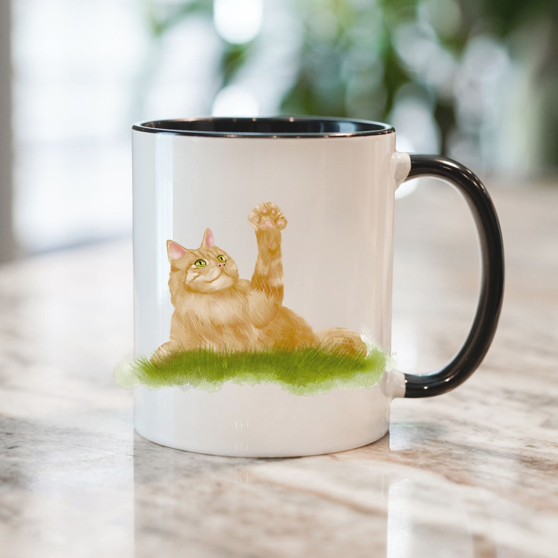 Playful Ginger Cat Mug - MerikaArt