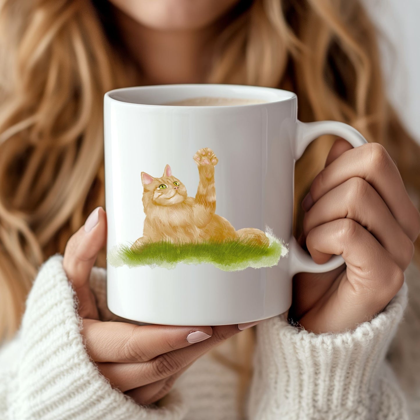 Playful Ginger Cat Mug - MerikaArt