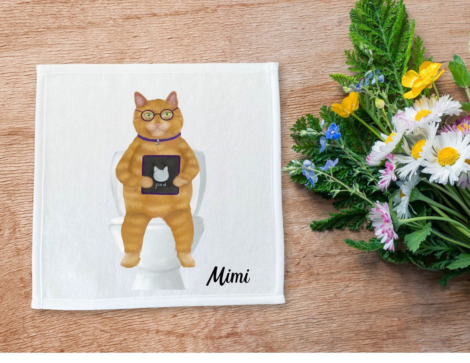Playful Ginger Cat Washcloth – A Delight for Cat Enthusiasts - MerikaArt