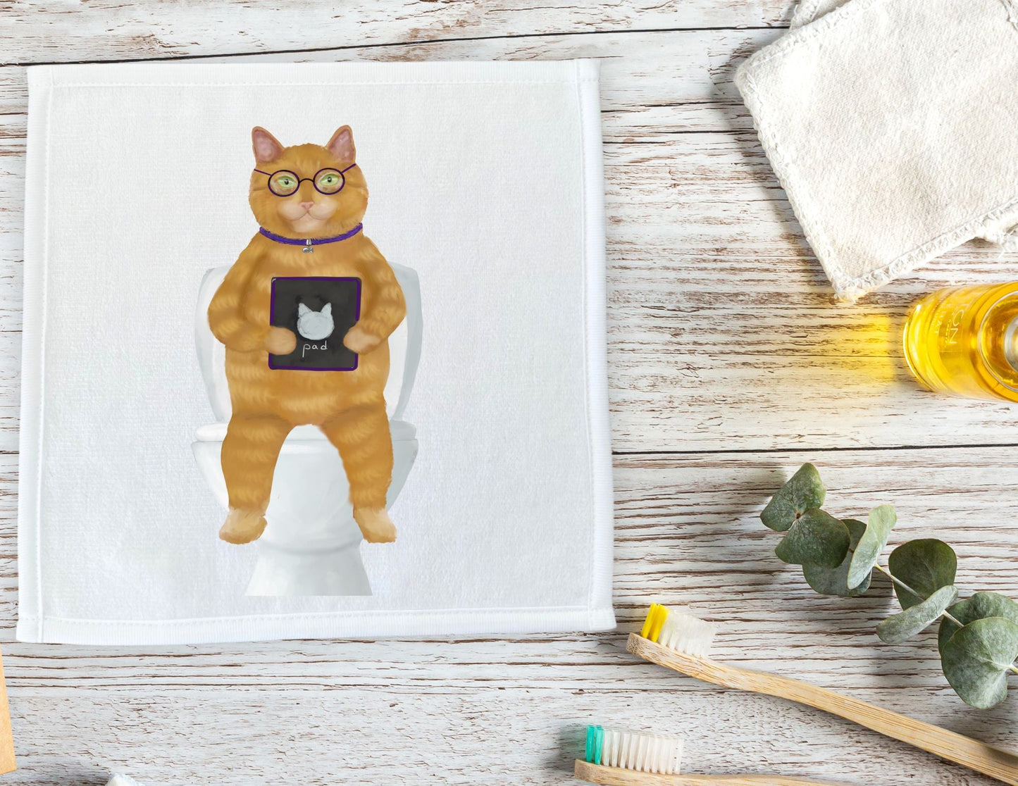 Playful Ginger Cat Washcloth – A Delight for Cat Enthusiasts - MerikaArt