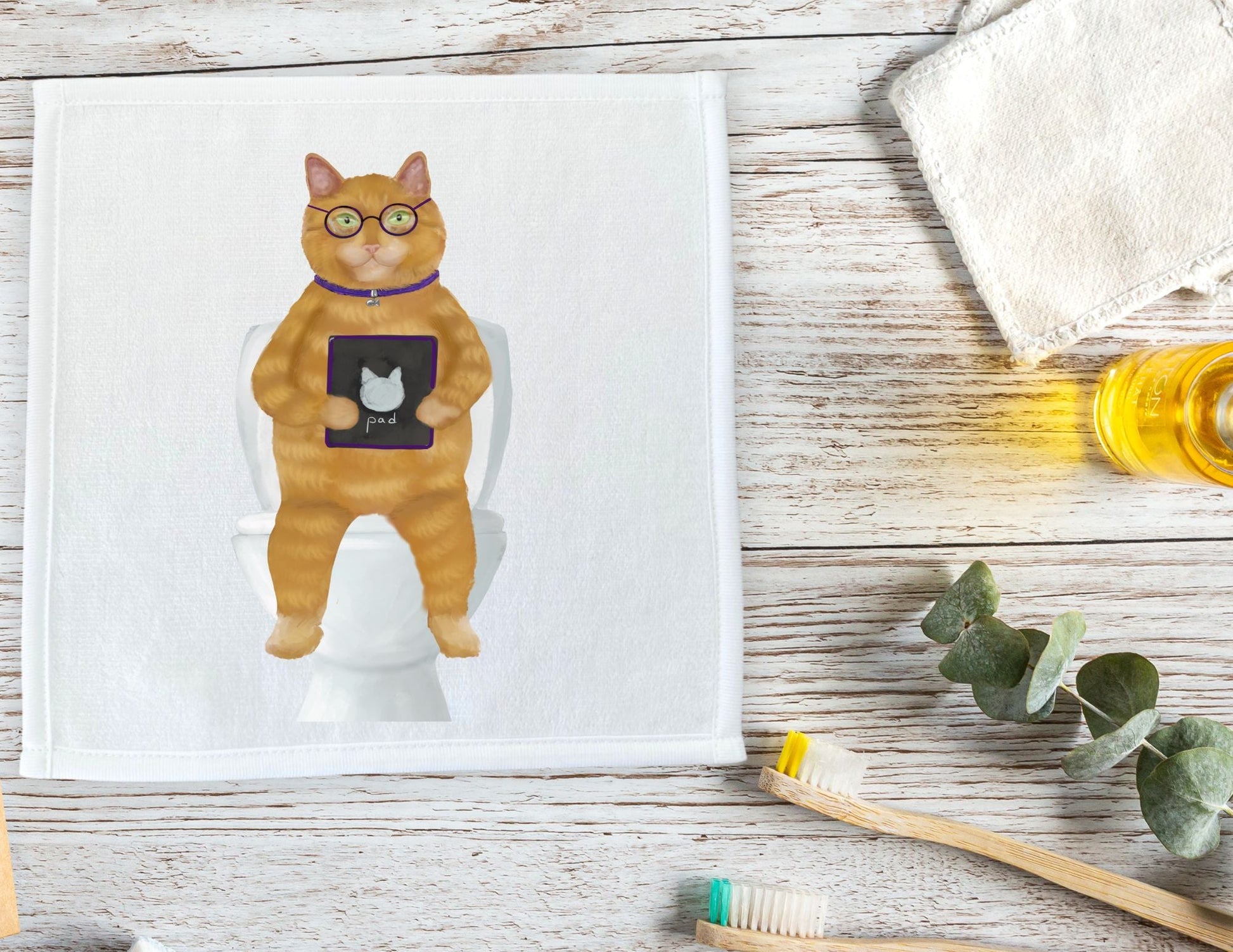 Playful Ginger Cat Washcloth – A Delight for Cat Enthusiasts - MerikaArt