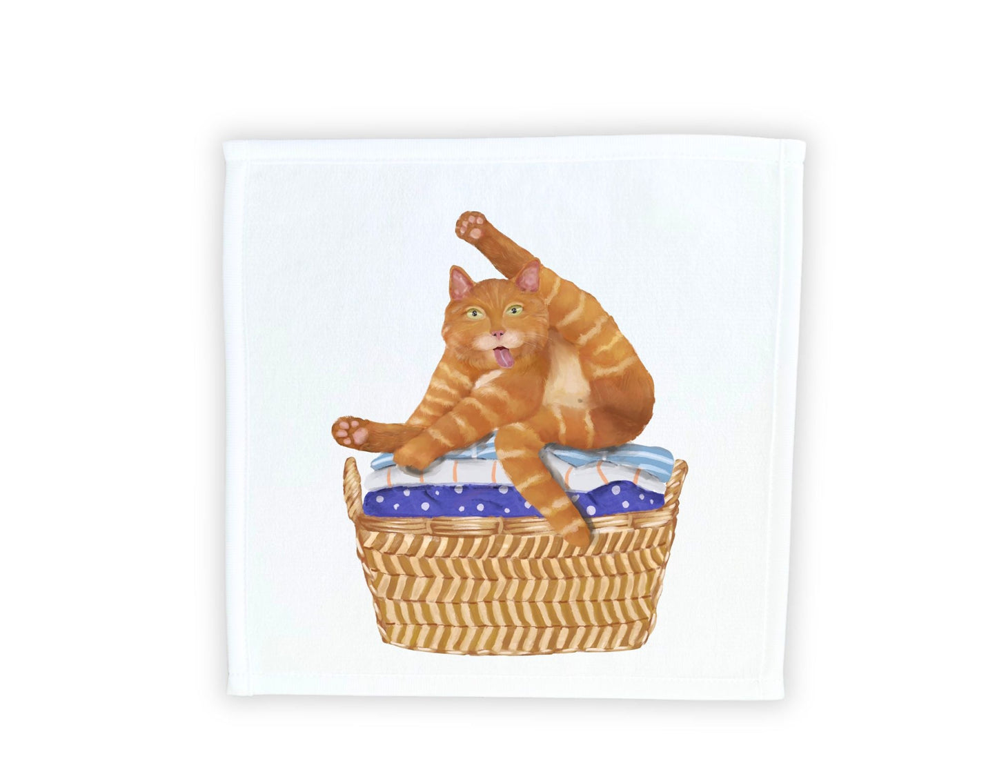 Playful Ginger Cat Washcloth – Perfect for Cat Lovers - MerikaArt