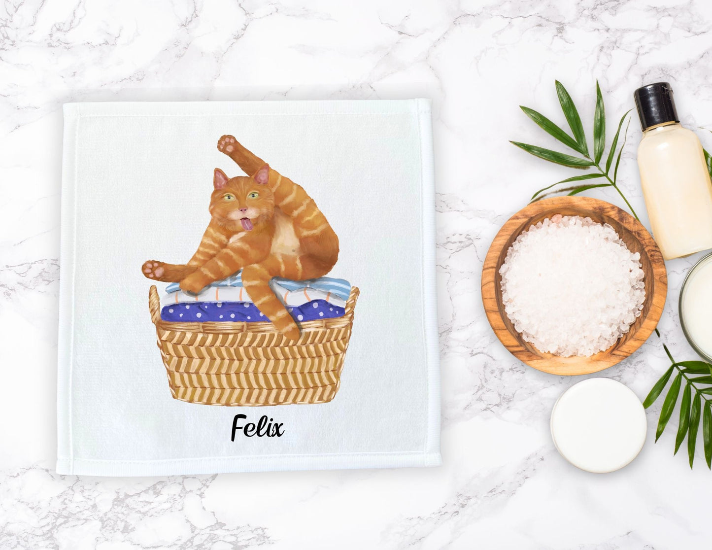 Playful Ginger Cat Washcloth – Perfect for Cat Lovers - MerikaArt