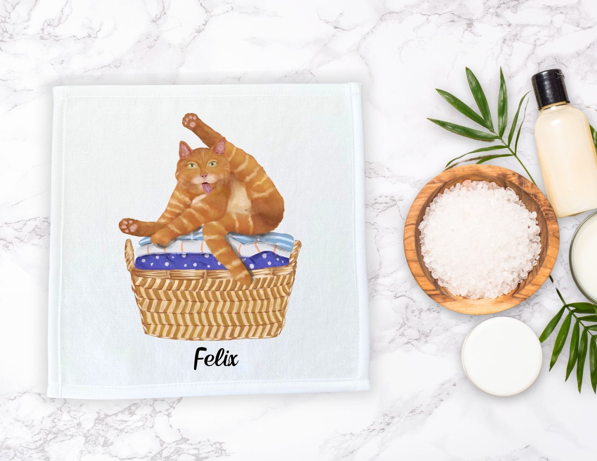 Playful Ginger Cat Washcloth – Perfect for Cat Lovers - MerikaArt