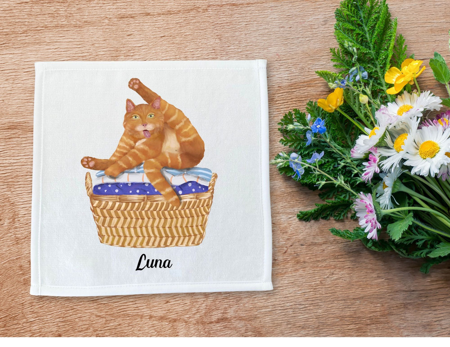 Playful Ginger Cat Washcloth – Perfect for Cat Lovers - MerikaArt