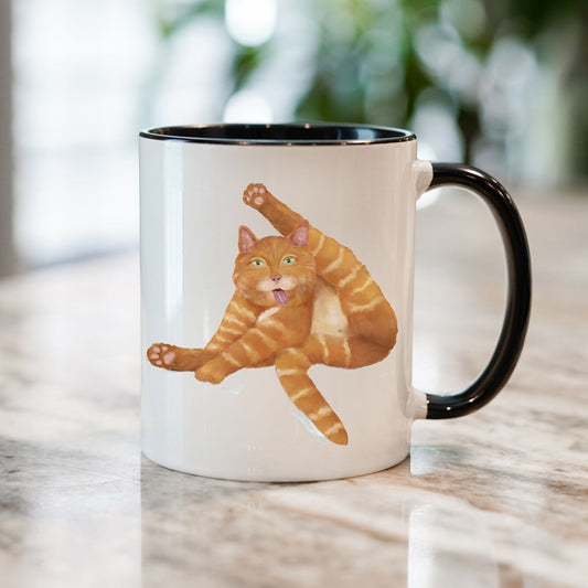 Playful Orange Tabby Cat Ceramic Coffee Mug - MerikaArt